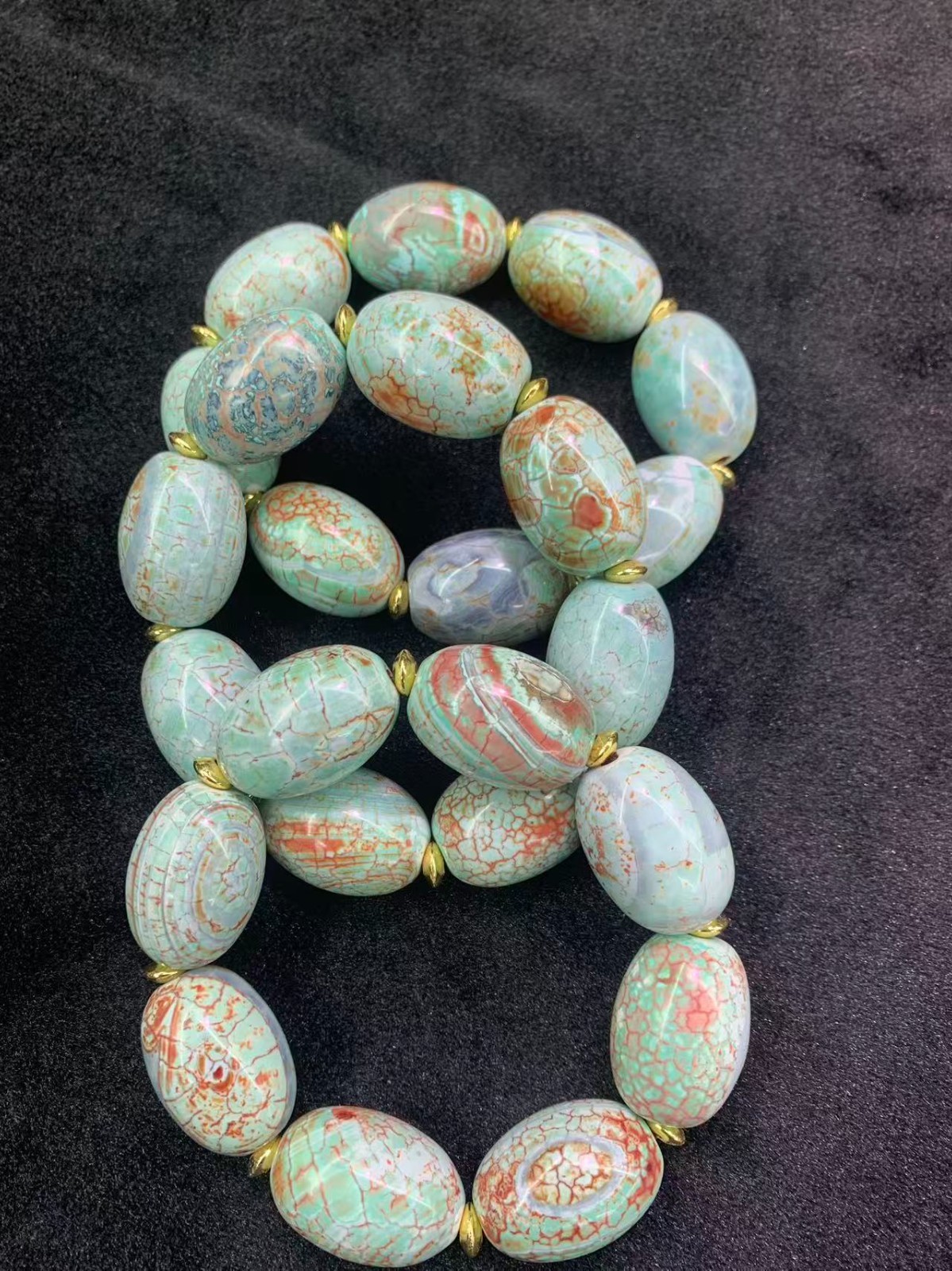 3Pcs Large WOW Tibetan Natural Dragon Vein Agate Dzi 20x28mm Beads Bracelets