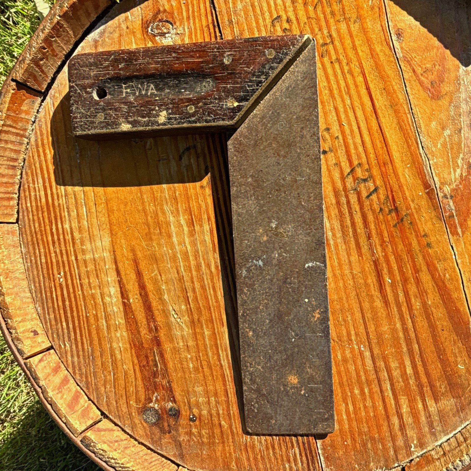 Vintage Original Woodworking Try Square, Wood Handle Steel & Brass Marked 