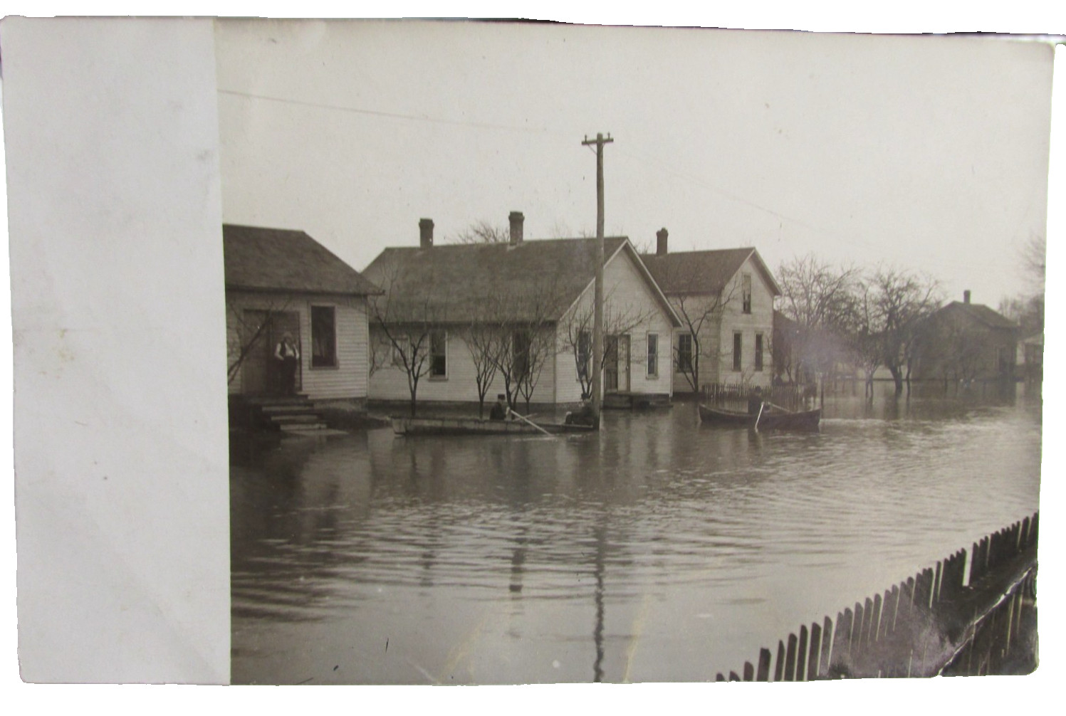 1908 GOOSE TOWN Napoleon Ohio RPPC Real Photo Postcard Flood Goose town Park