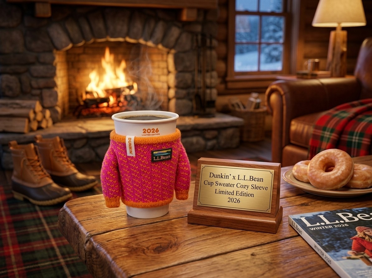 Dunkin\' x L.L.Bean Limited Edition Birdseye Knit  Sweater Cup Sleeve ☕️🍂🍁NEW