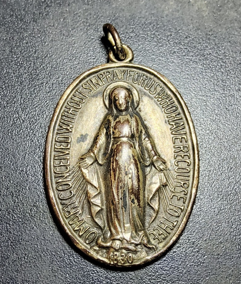 STERLING SILVER 1830 MOTHER MARY Immaculate Sliding Pendant-Vintage Antique 