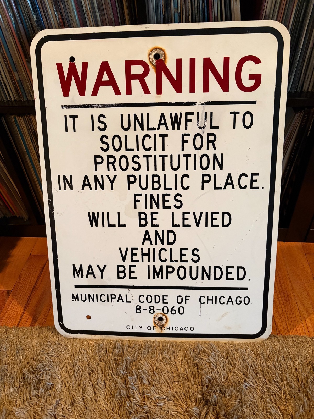 Vintage ORIGINAL City of Chicago Prostitution Sign 18 X 24 70's/80's