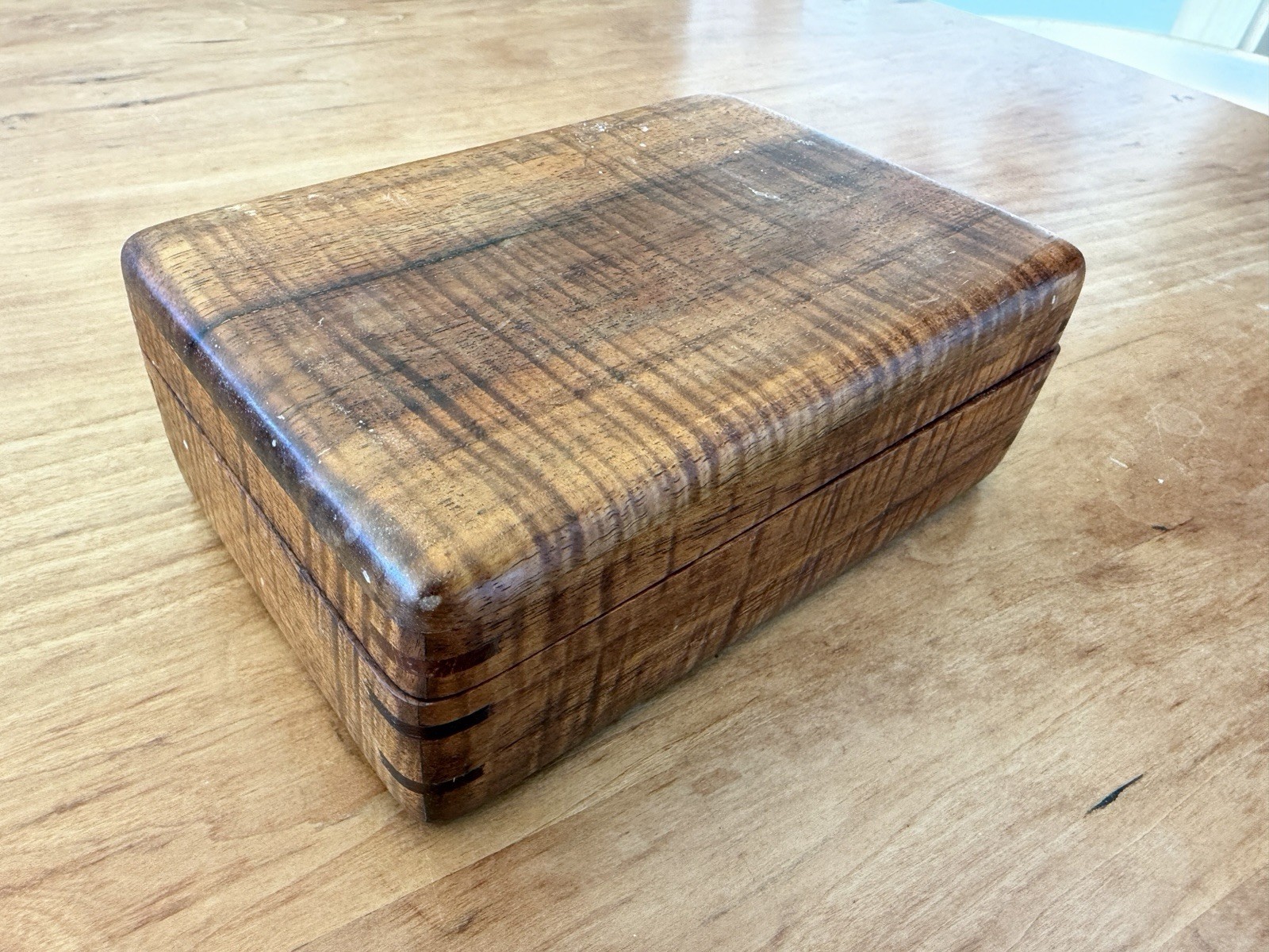 Vintage Roy Tsumoto Hawaiian Curly Koa Wood Box Large Executive Jewelry Box