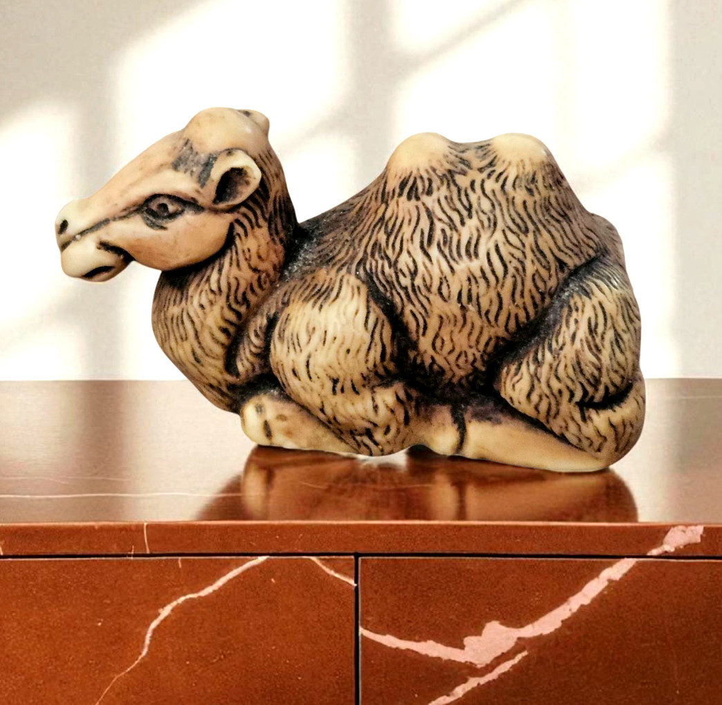 Vintage Resin Carved  Resting Camel Figurine ~ 1