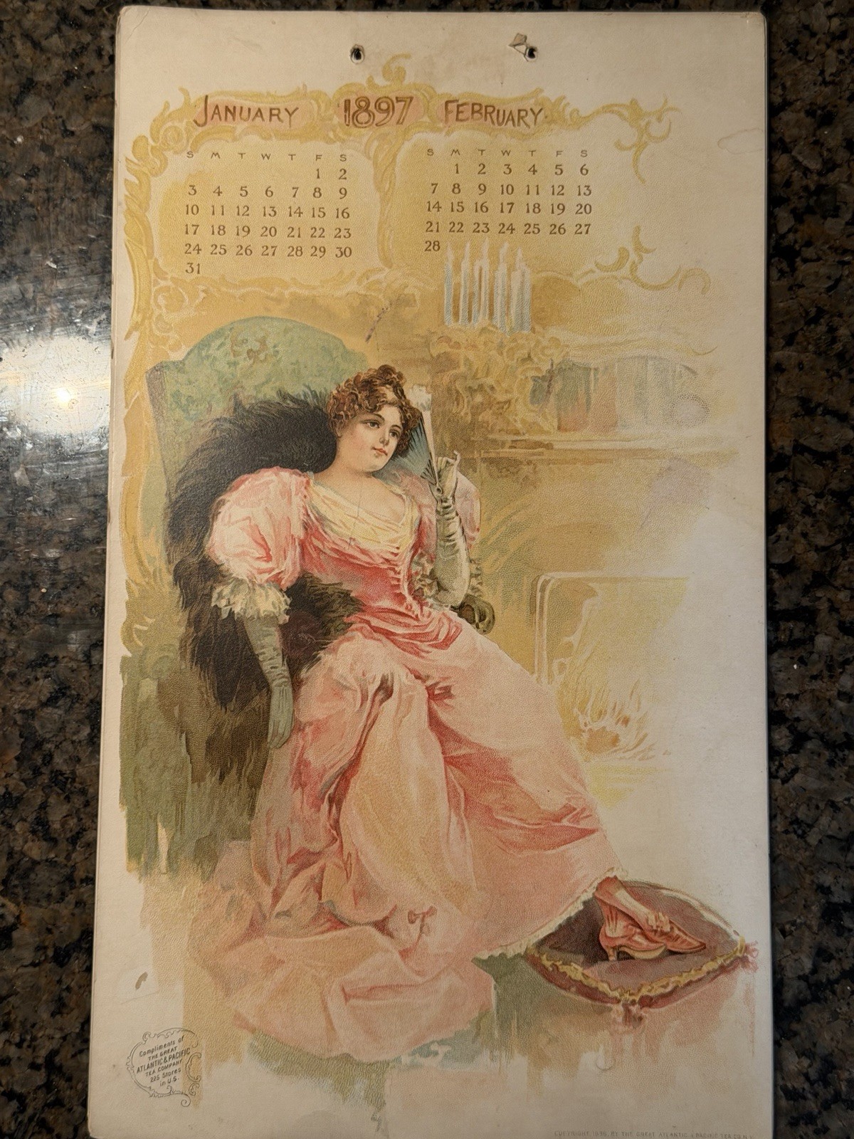 1897 A&P Great Atlantic Pacific Tea Co Complete Calendar 6 Chromolithographs