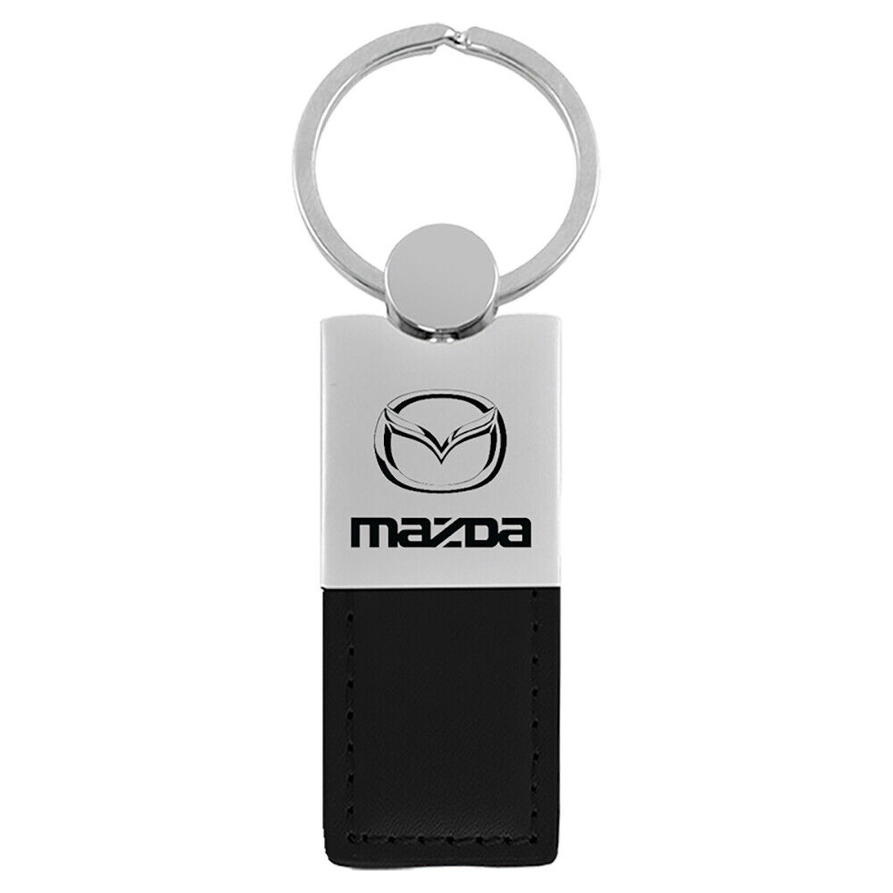 Mazda Keychain & Keyring - Duo Premium Black Leather & Metal Key Fob