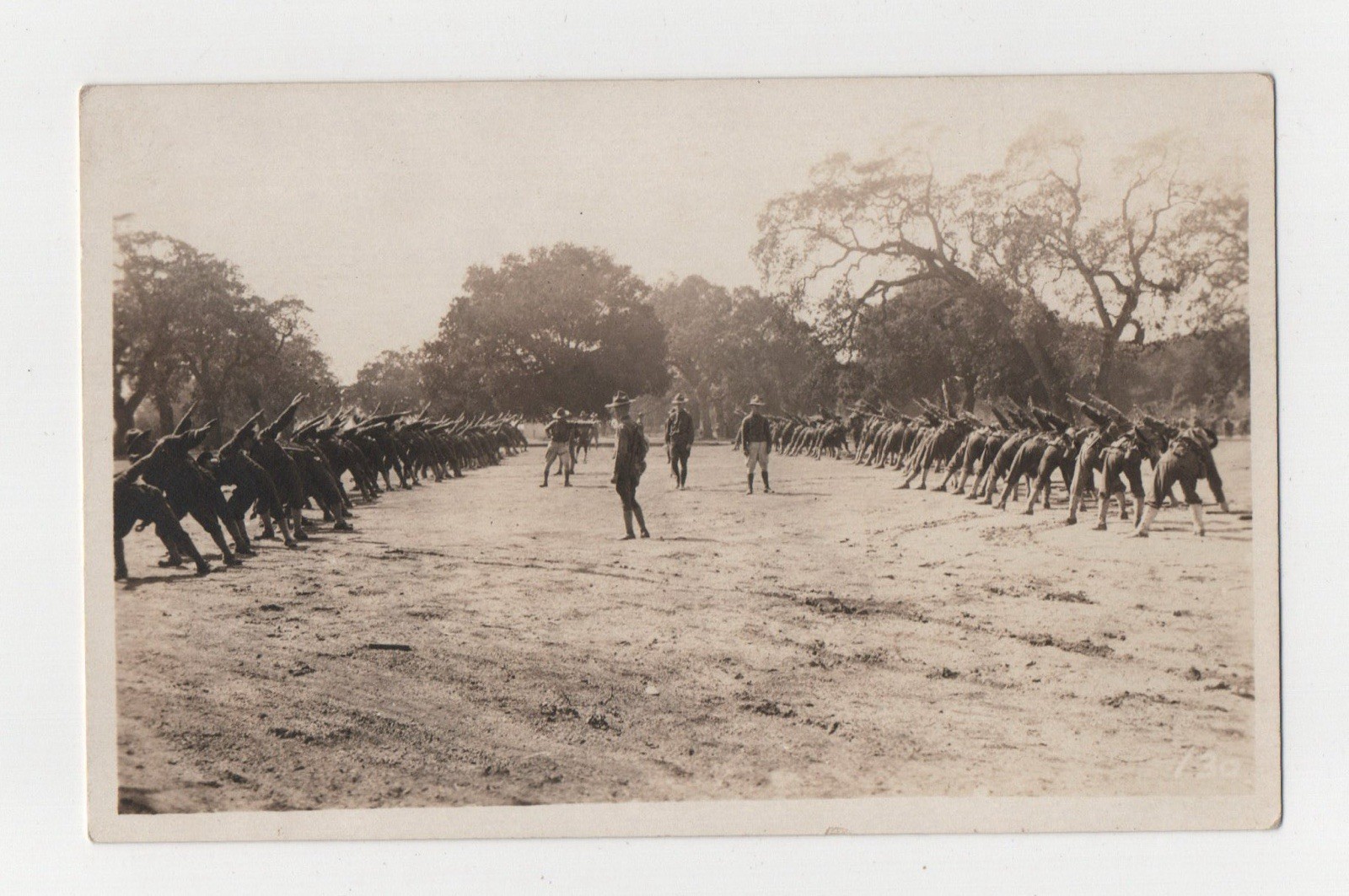WWI Camp Fremont Menlo Park CA Military Drill RPPC Real Photo Postcard AZO 1917