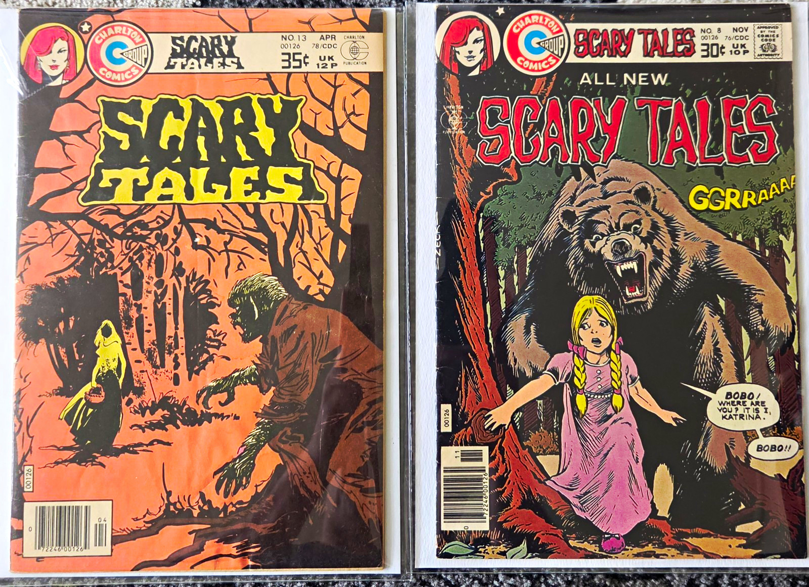 Charlton Comics Scary Tales #13, #8 Bronze Age Color Combo