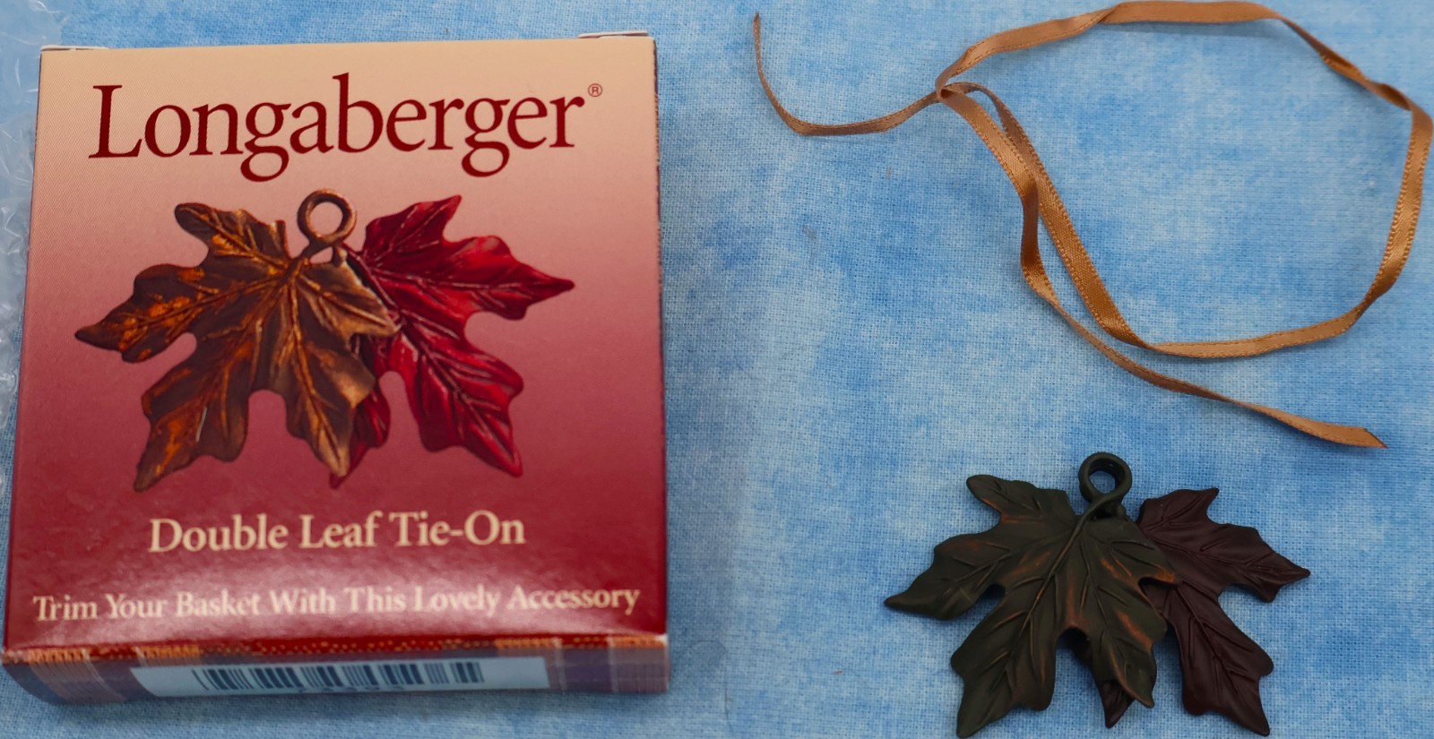 Longaberger Double Leaf Tie-On 73393 Autumn Fall Basket Accessory Box