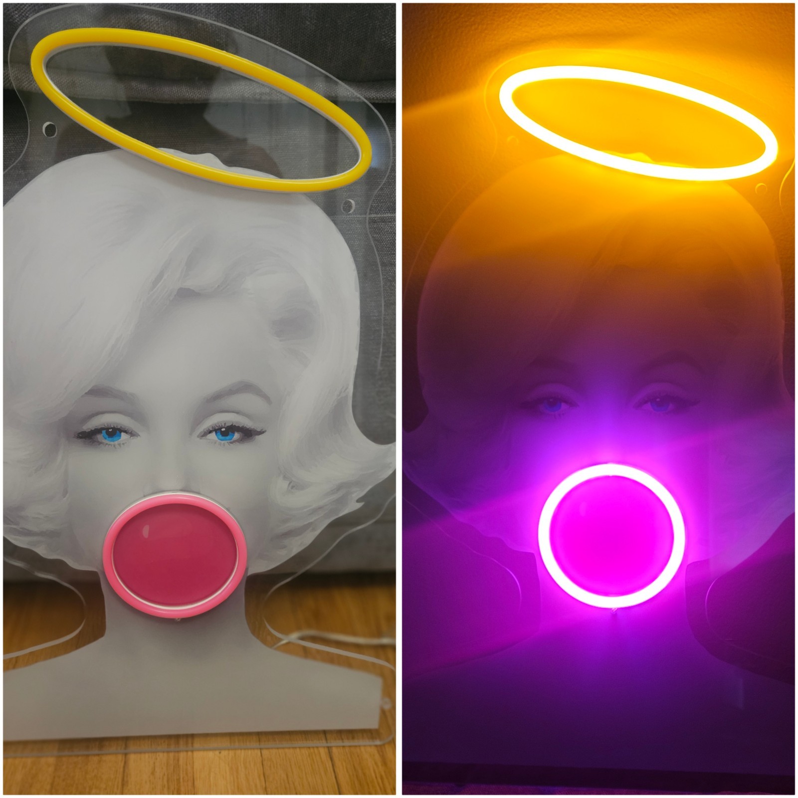 Marilyn Monroe Acrylic Led Neon Bubble Gum Bombshell Portrait Wall Hanging 