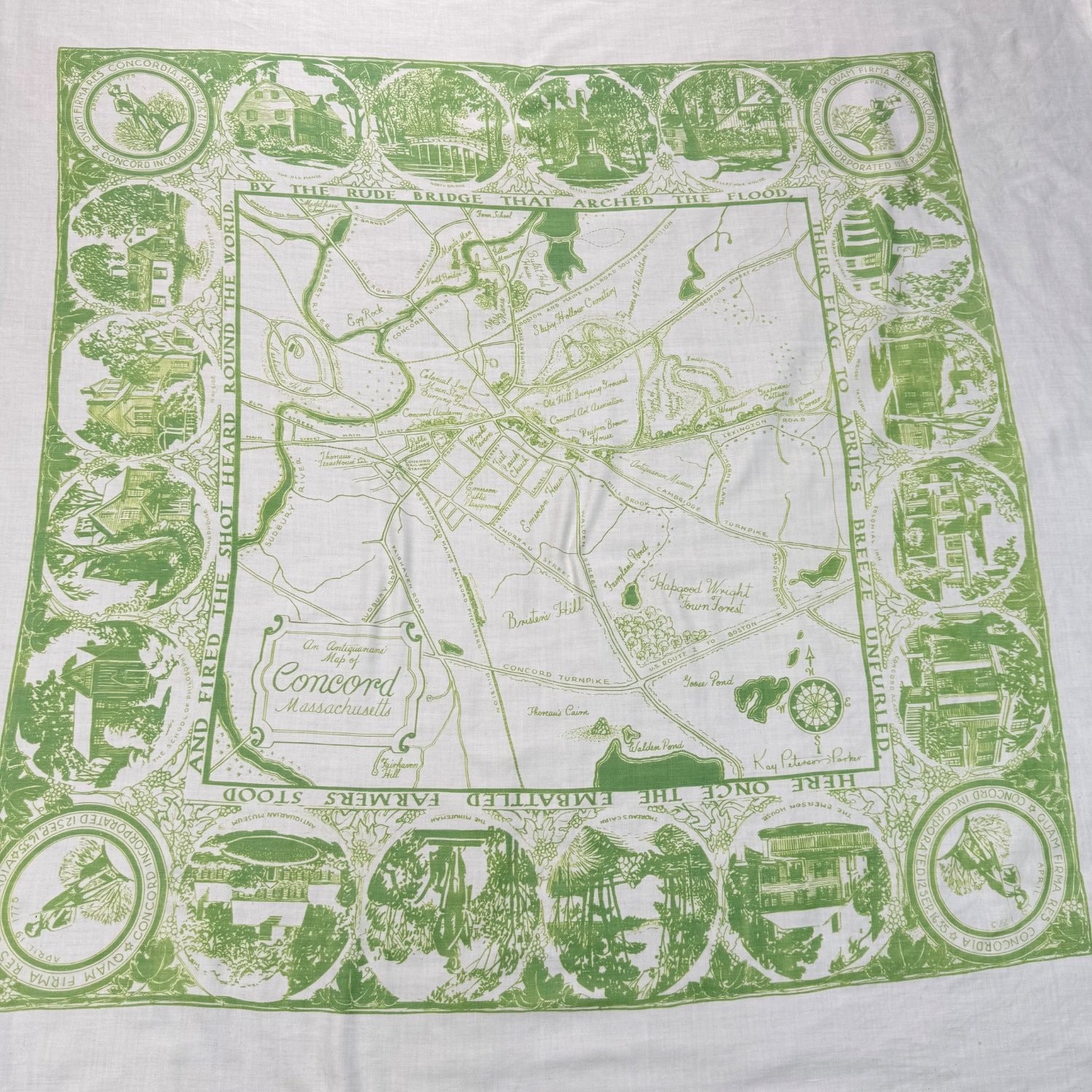 Kay Peterson Parker Scarf An Antiquarian\'s Map of Concord Massachusetts 35\