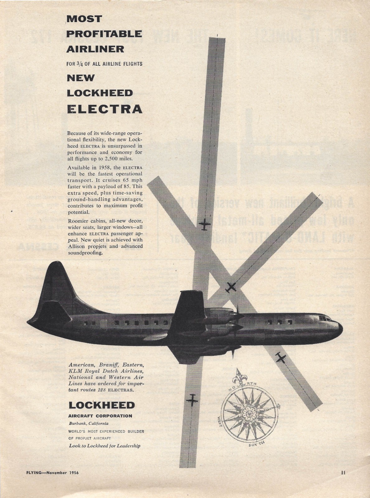 Lockheed Hudson Electra Full Color and B&W Magazine Ads 1940s-1950s
