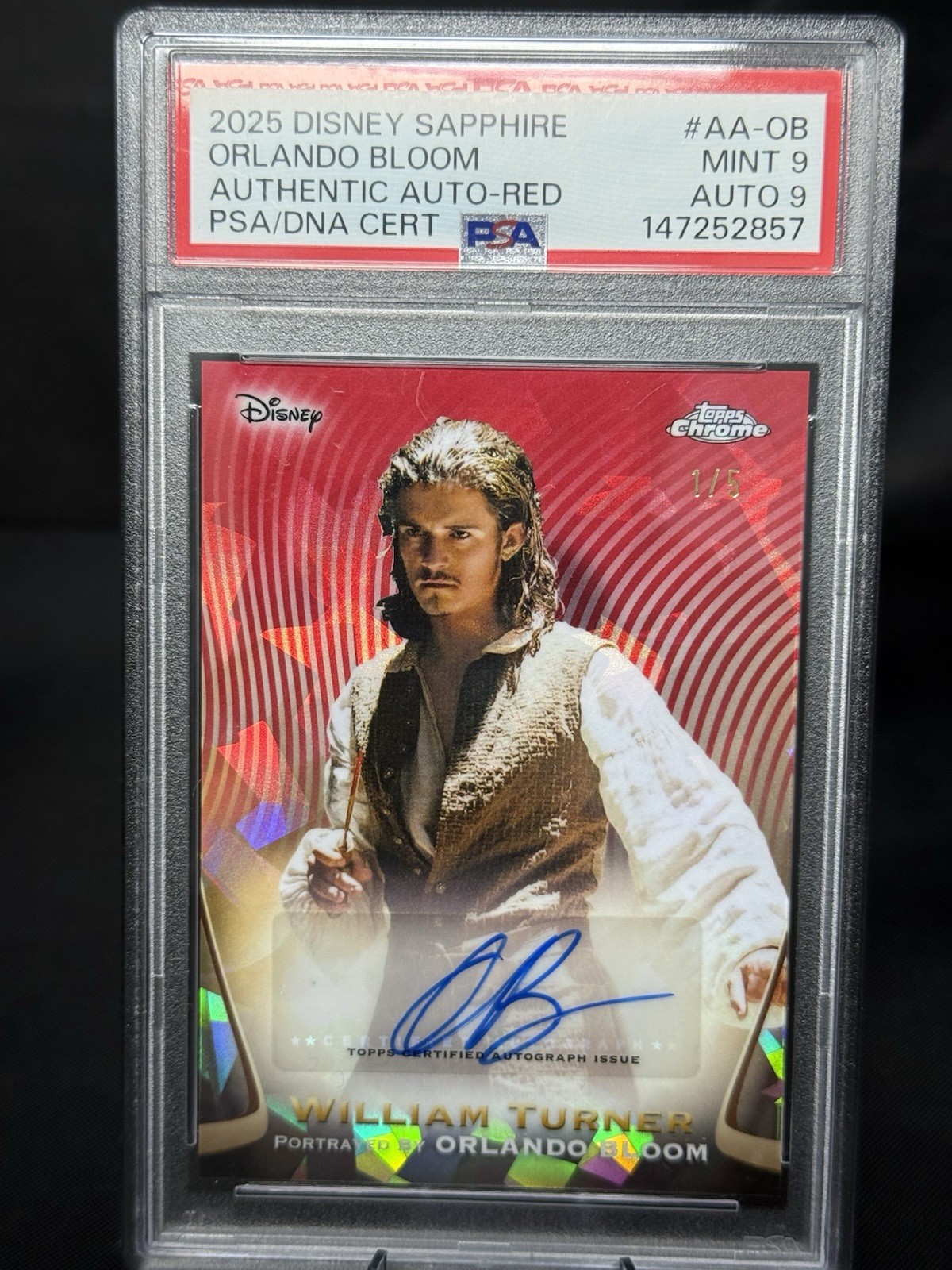 2025 Disney Sapphire Orlando Bloom - William Turner 1st On Print /5 PSA 9/9