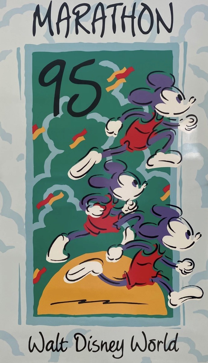 Vintage 1995 Walt Disney World Marathon Mickey Mouse Running Poster 17\