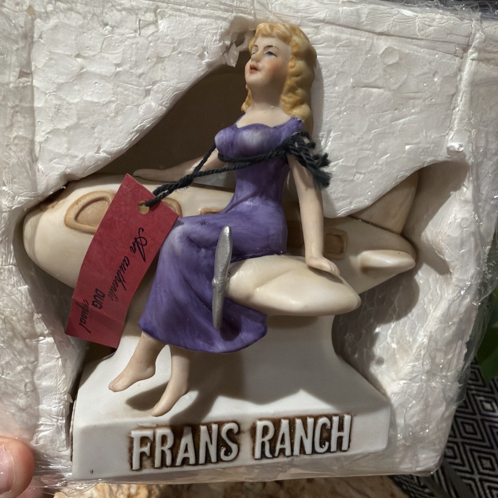VTG Dug Nevada Brothel Decanter Frans Ranch Beatty NV Airplane 1984 RARE