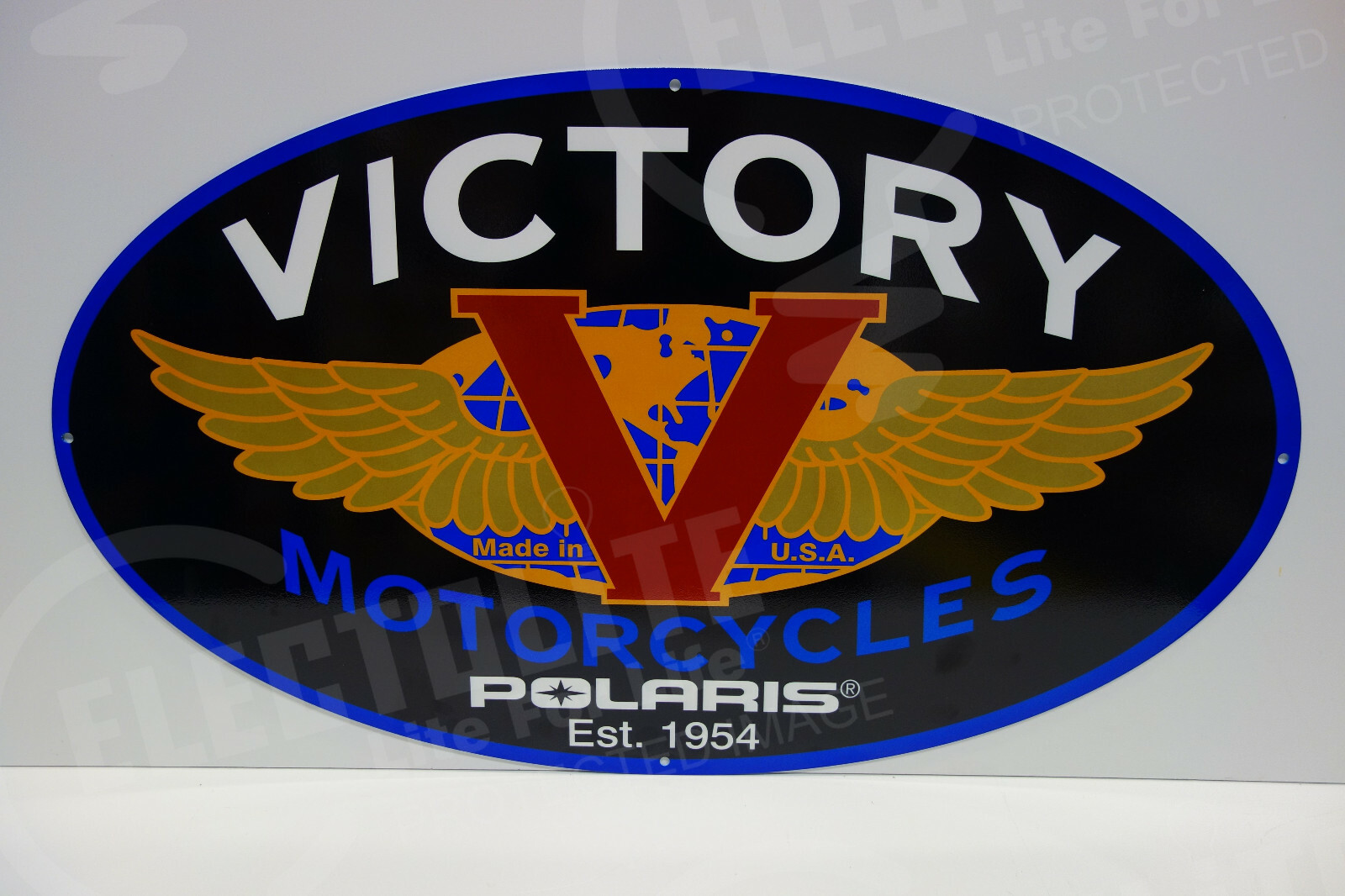 VICTORY MOTORCYCLES DEALERSHIP LIMITED DIE CUT RARE ENAMEL SIGN 17.5