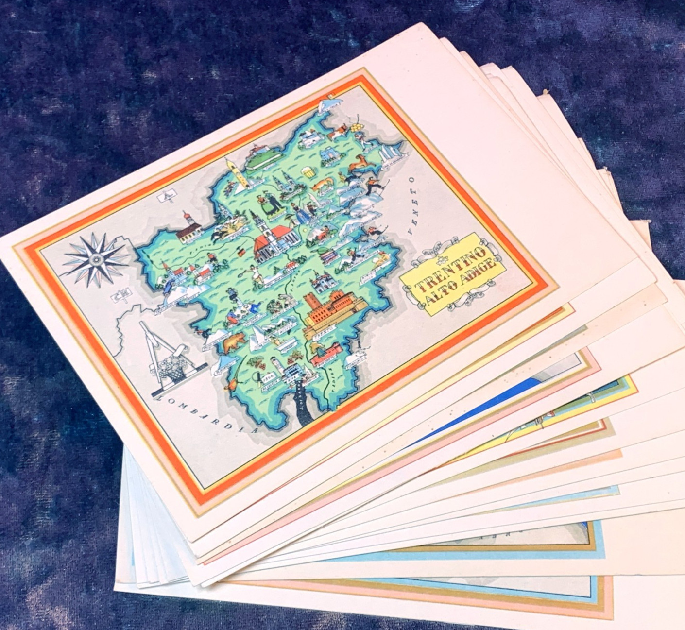18 Vintage Italian Region Map Postcards V. Nicouline Imago Italiae Pictorial Set