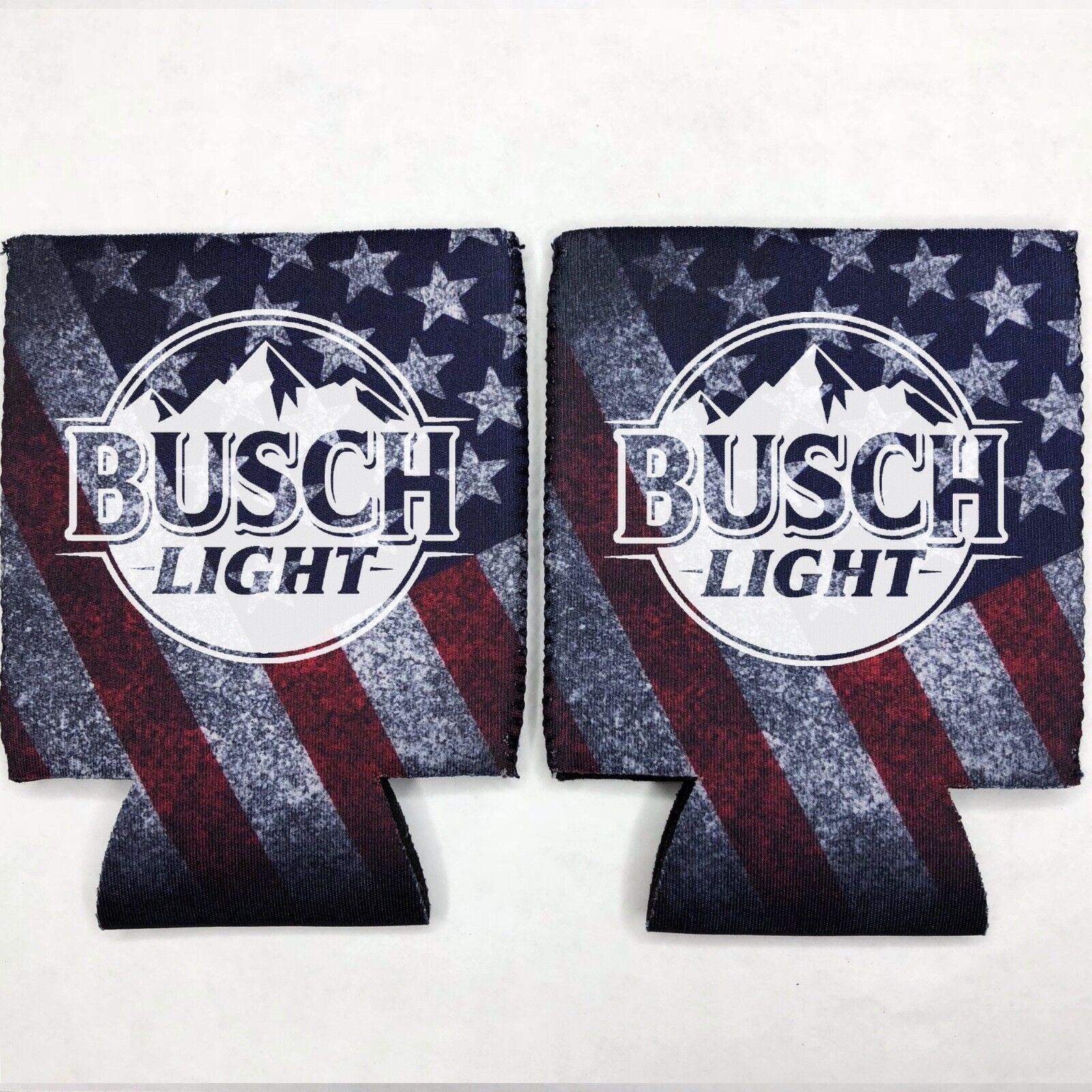 2 Busch Light Beer Can Cooler Coozie Koozie USA Flag Gift QTY 2