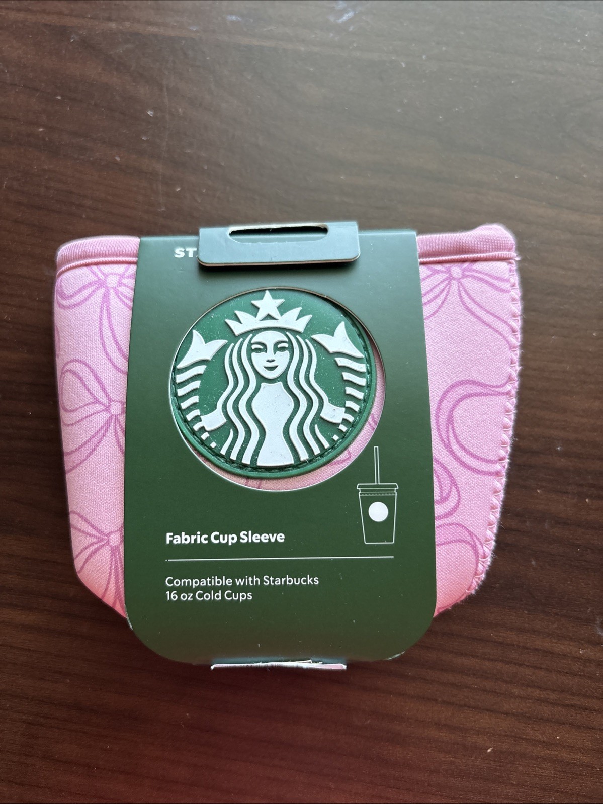 2026 Disney Parks Starbucks Pink Ribbon Mickey Fabric Cup Sleeve 16 oz NEW