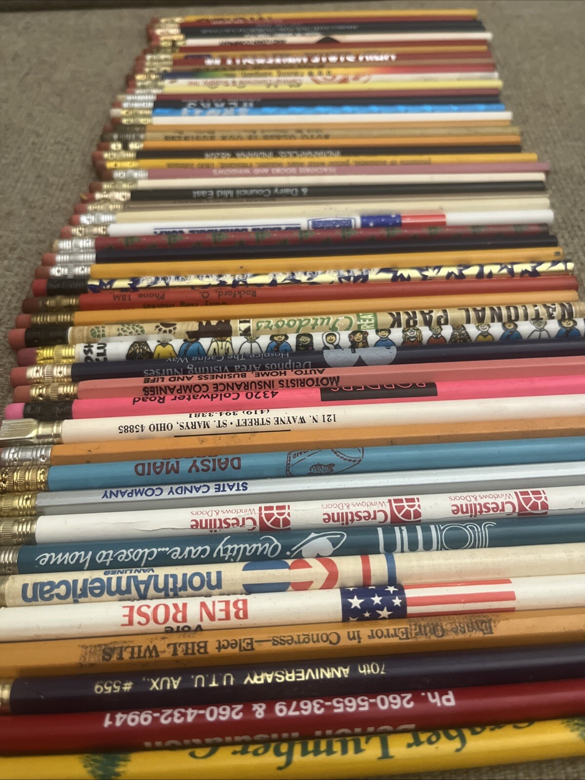 Vintage Pencils Lot Of 50 Unsharpened Huge Variety Advertising