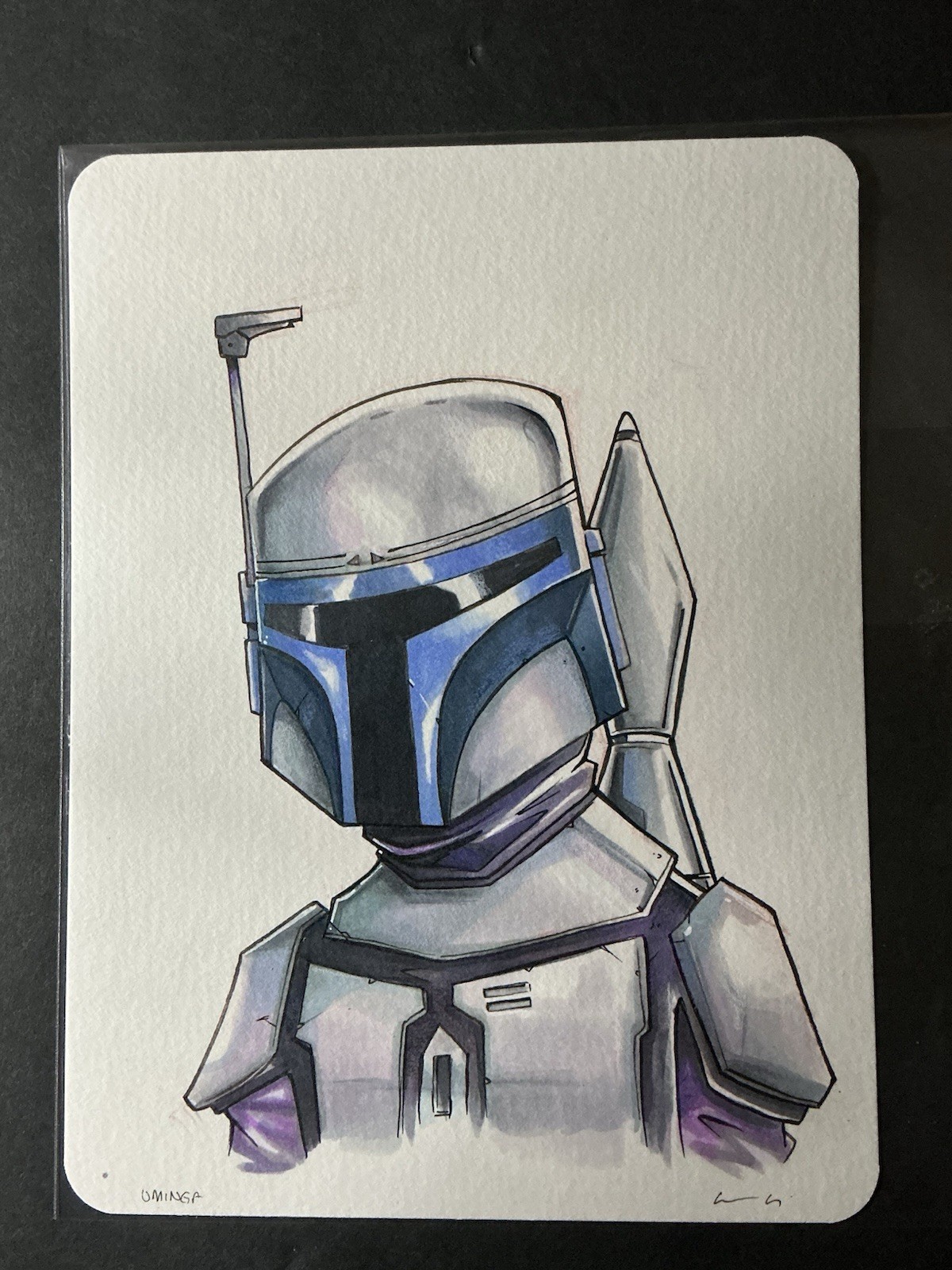 6x8 Original Jengo Fett Sketch By Chris Uminga