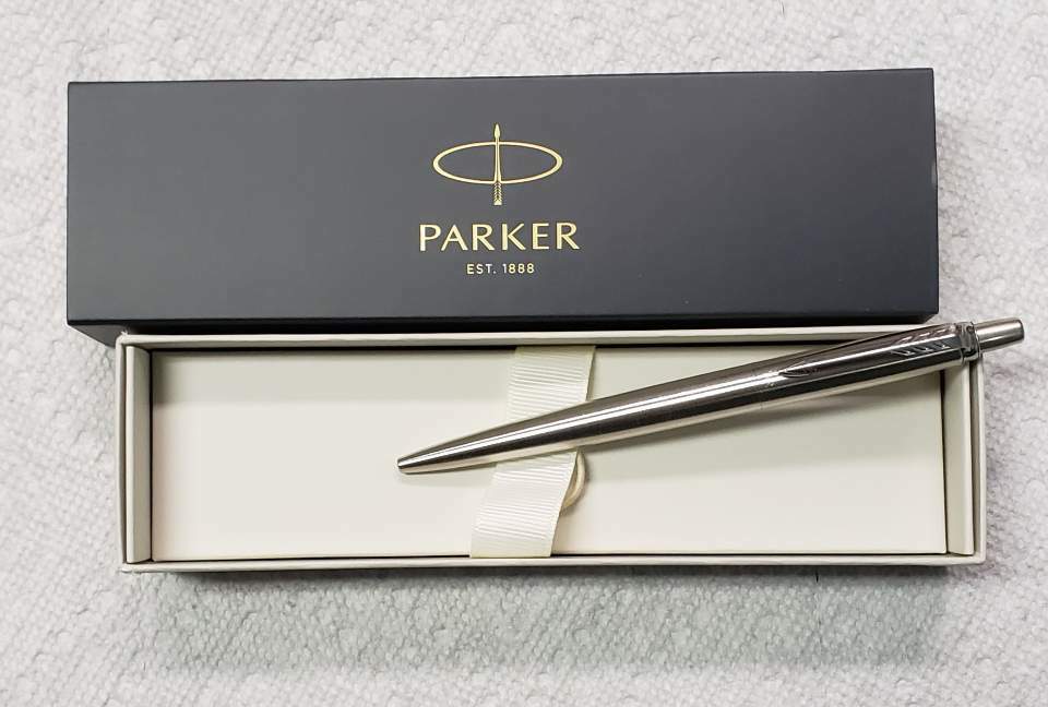 Parker Jotter Stainless Steel Chrome Trim Ballpoint Pen Black Ink With Gift Box 