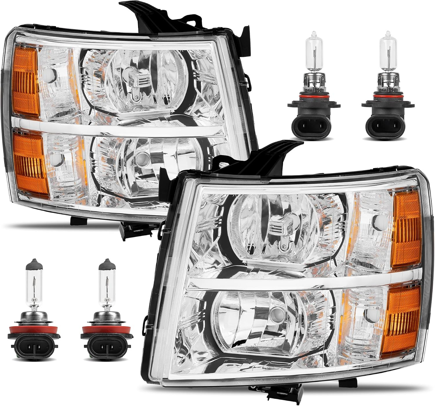 Headlight Assembly Front Lamp Compatible with 2007-2013 Chevy Chevrolet Silverad