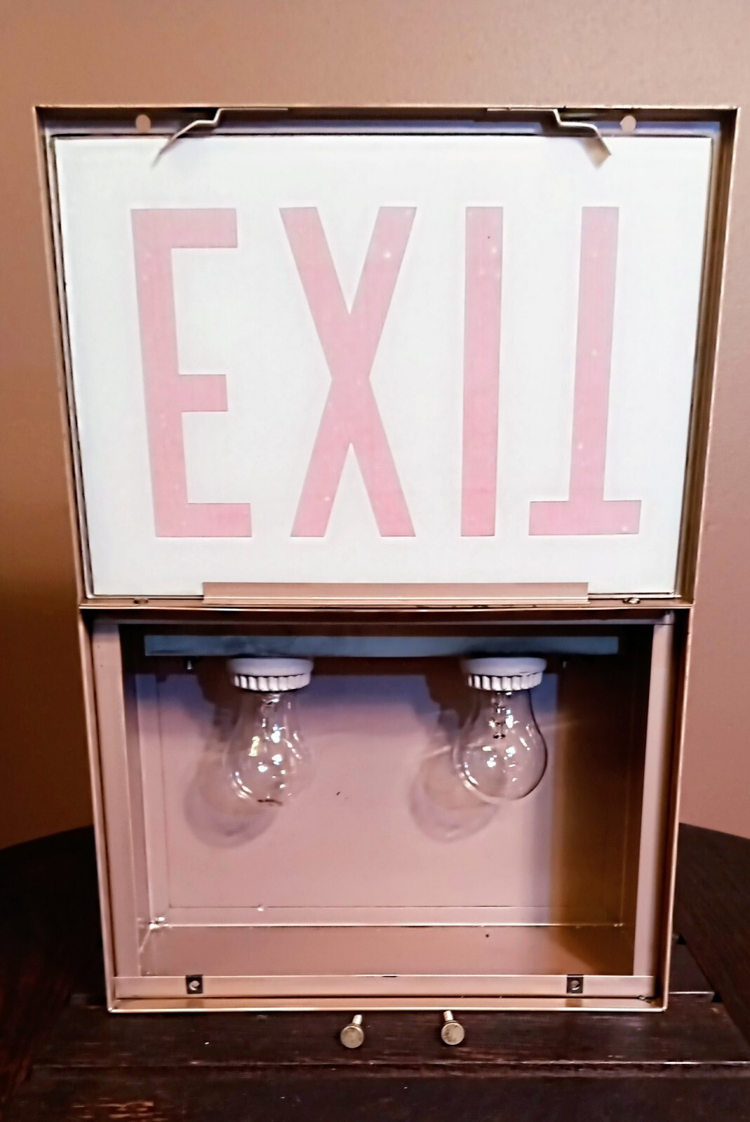 ANTIQUE INDUSTRIAL COMMERCIAL EXIT SIGN LIGHT THEATER DECO SWING DOOR 1930S 40s