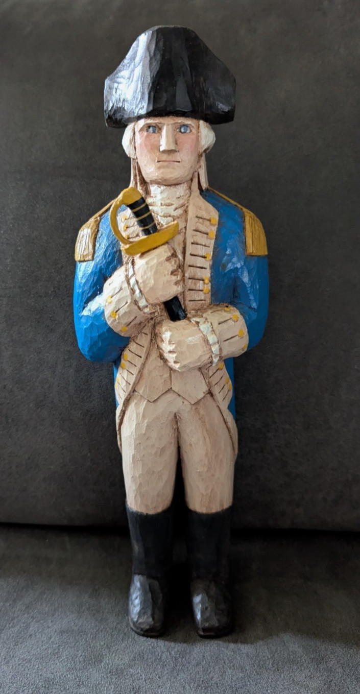 Vintage American Folk Art George Washington Carved Wooden Figure - 11