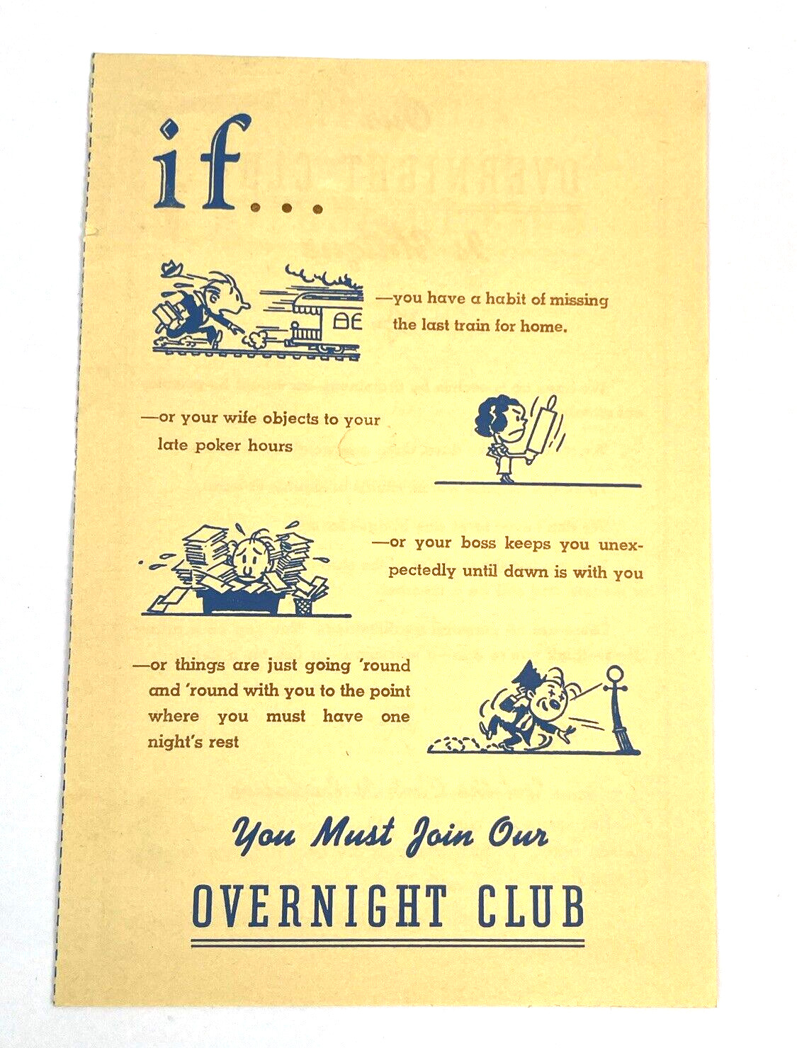 Vintage Overnight Club Kansas City Hotel Advertising Ephemera Hutson Missouri