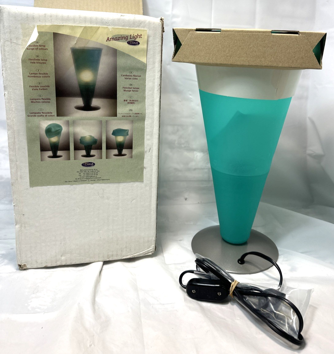 VTG Bing Amazing Light Flexible Lamp Teal Holland NOS New Old Stock J. Bakermans