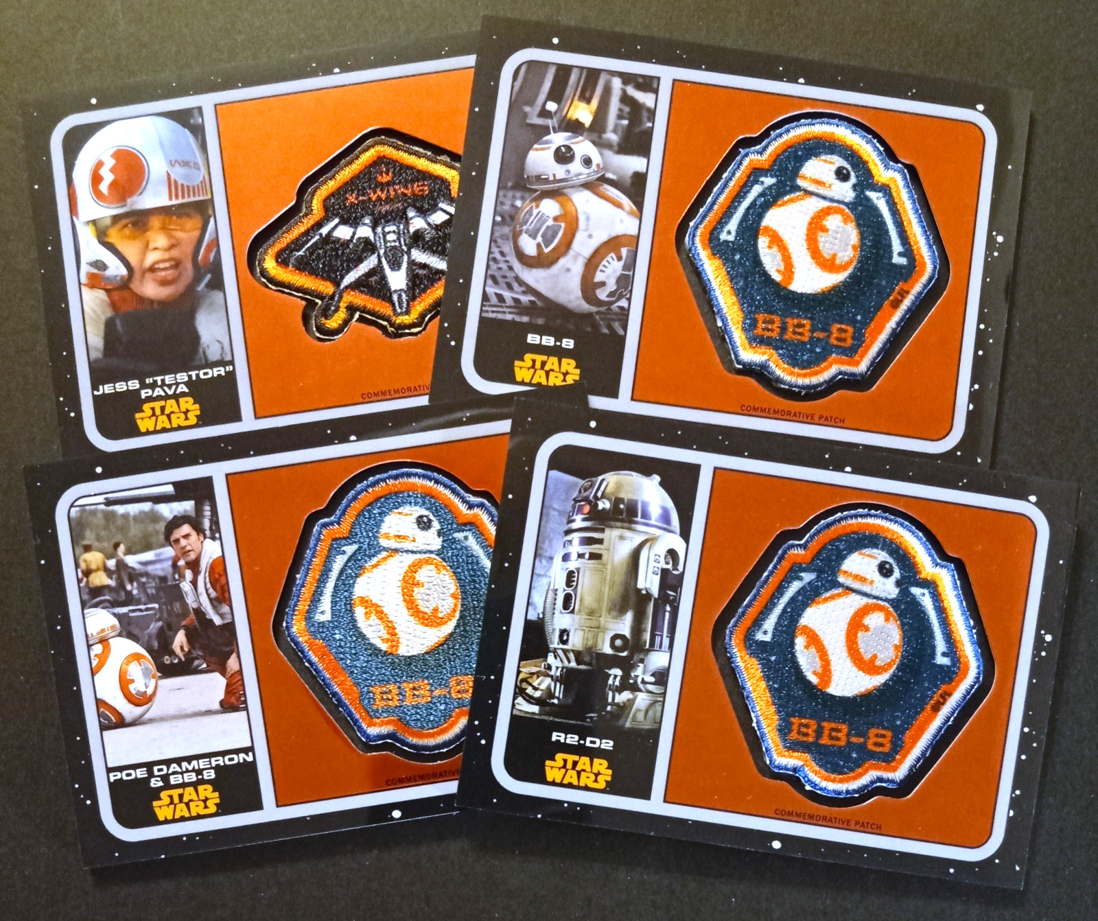 2016 TOPPS STAR WARS THE FORCE AWAKENS CHROME NUMBERED PATCH LOT OF 4 (EX/NM)