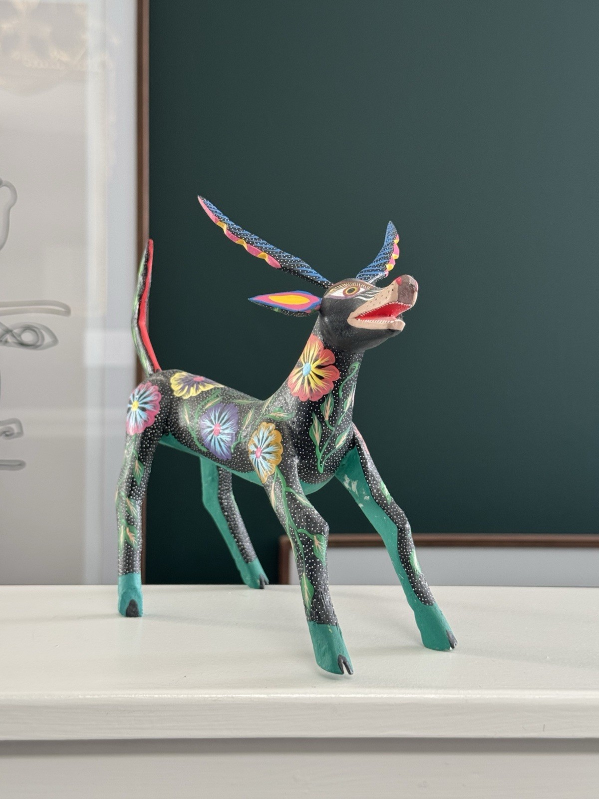 Queta Ramirez Ojeda Oaxacan Alebrije Deer Signed Tilcajete Mexico Folk Art