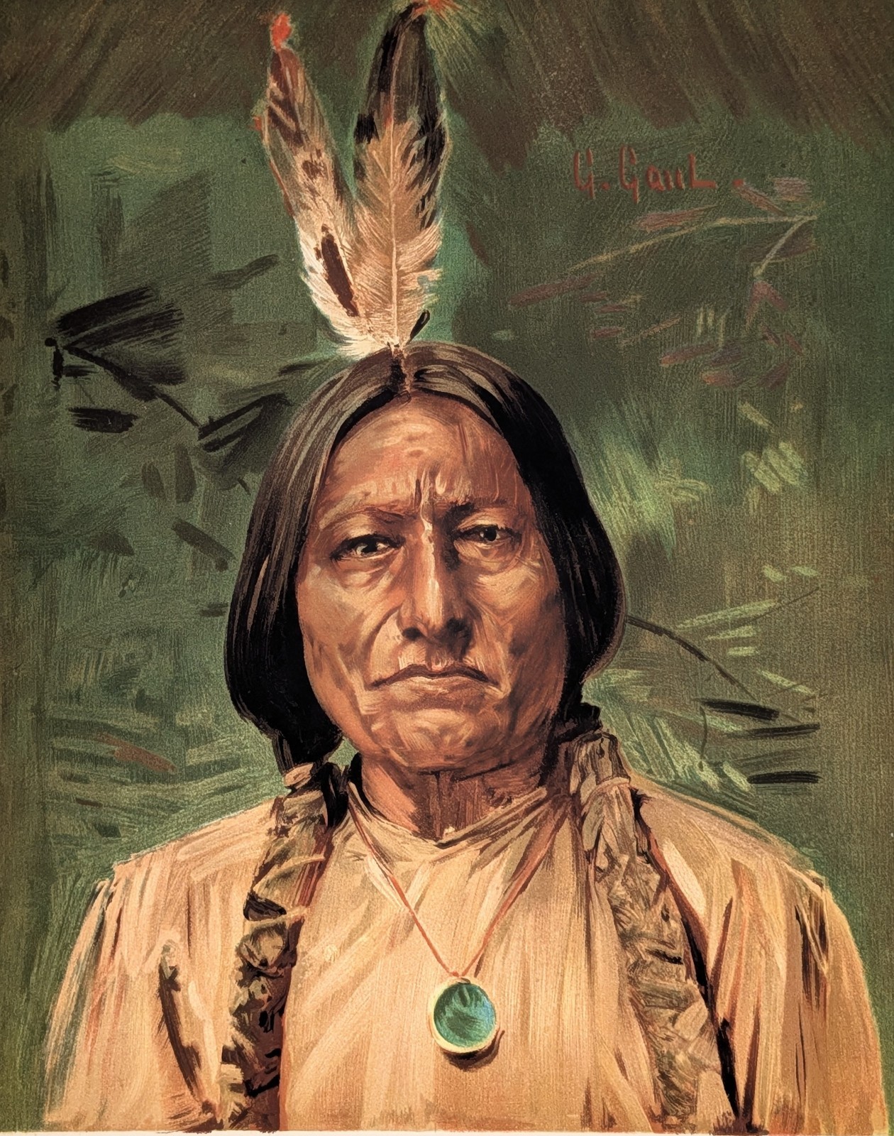 1890 SITTING BULL - Sioux Indian SOUTH DAKOTA - Original Lithograph Print RARE