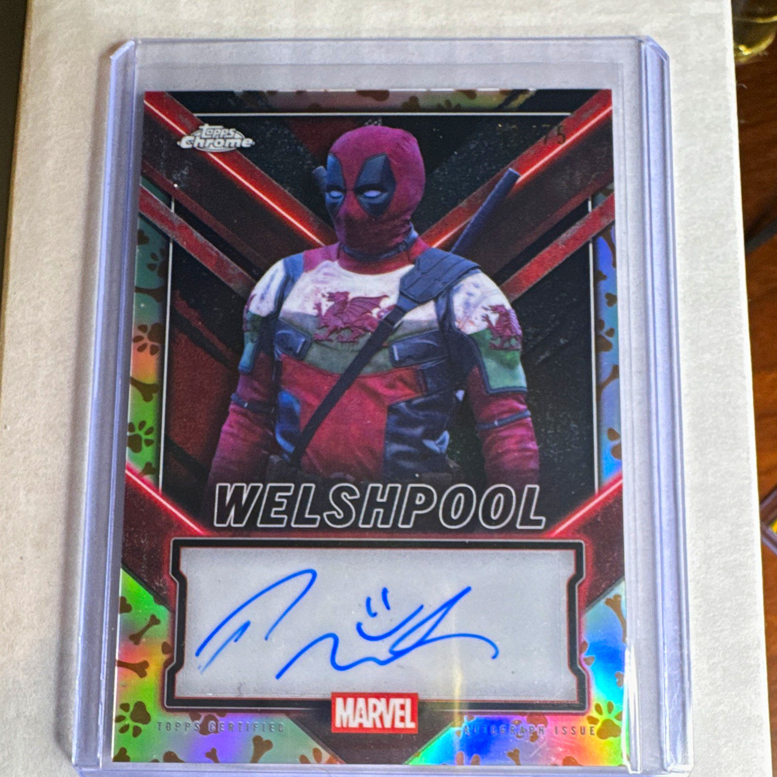 Topps 2025 Chrome Deadpool Paul Mullin Welshpool TC-PM Auto 13/75