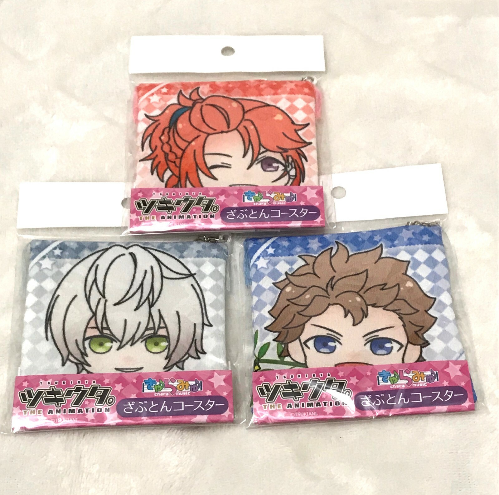 MOVIC, Tsukiuta Procellarum Pillow Coaster Charm, Lot of 3, 3.75 x 3.75 Inches
