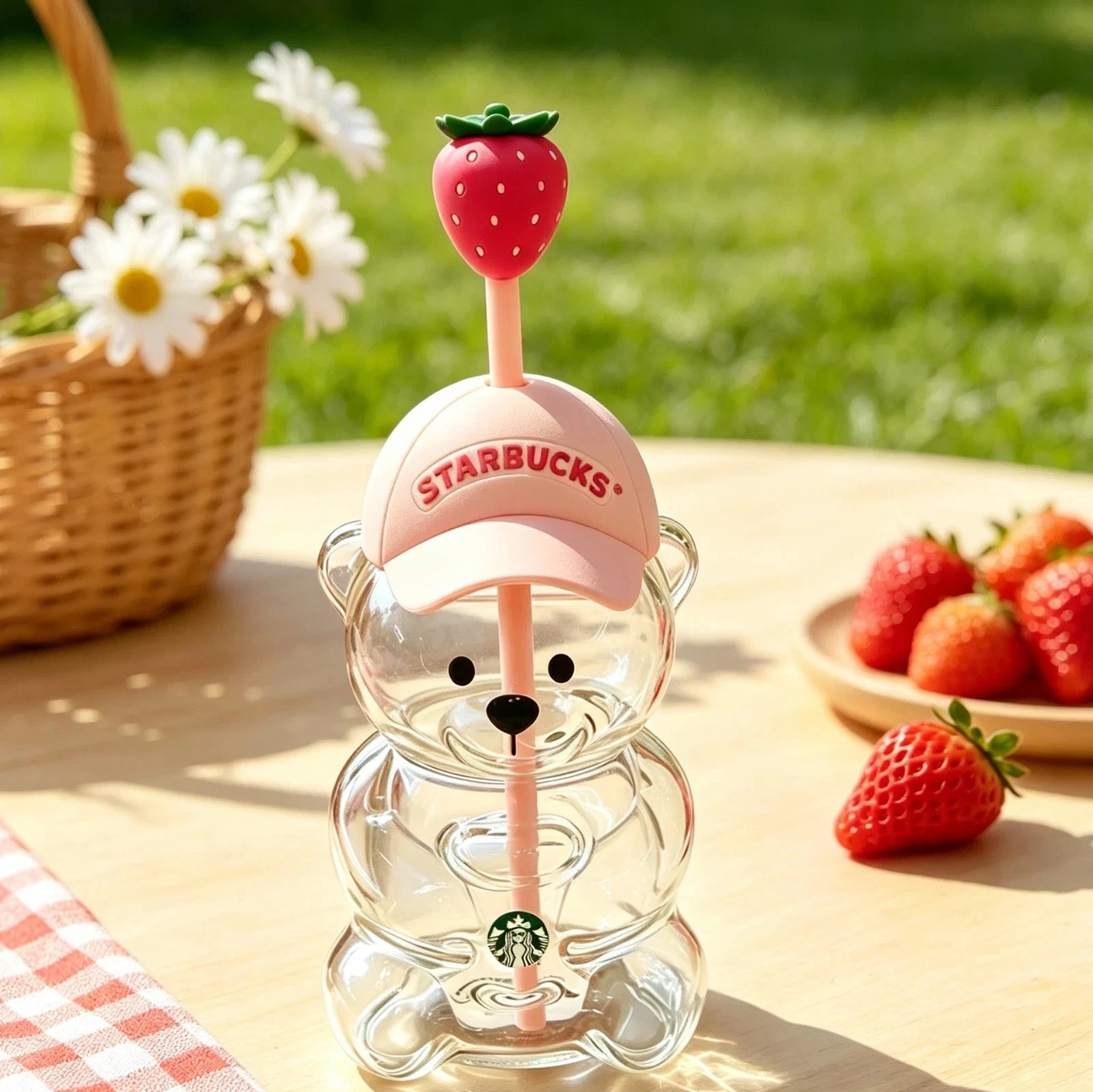 2026 Starbucks Bearista Bear Cup Tumblers Strawberry Topper Baseball Cap