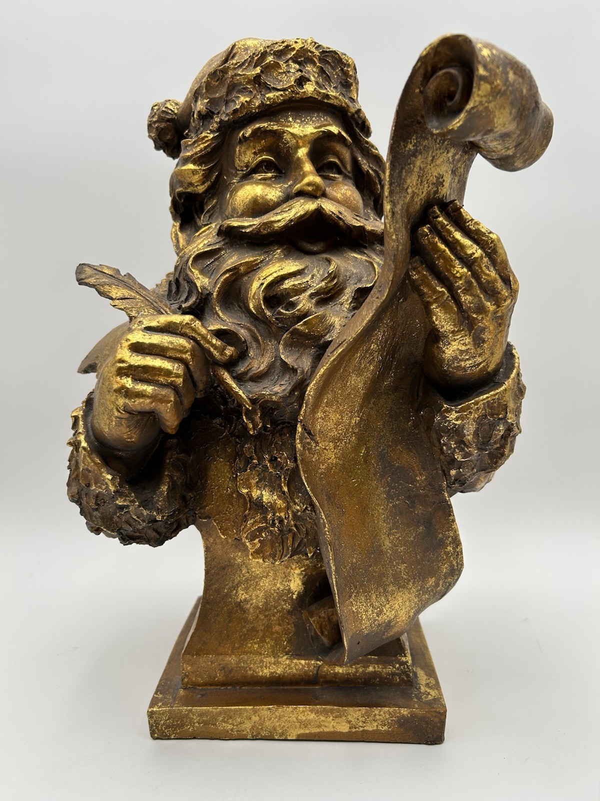 Vintage Mark Roberts Faux Gold Santa Claus Bust Statue Holiday Christmas EUC