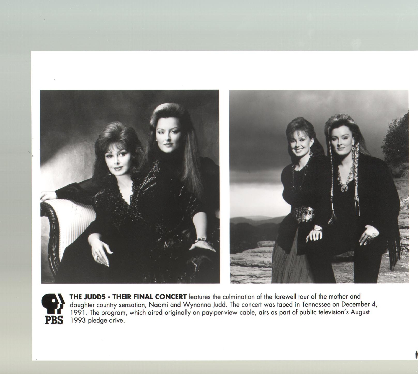 Judds-Final Concert-PBS-B&W-8x10-Promo-Still