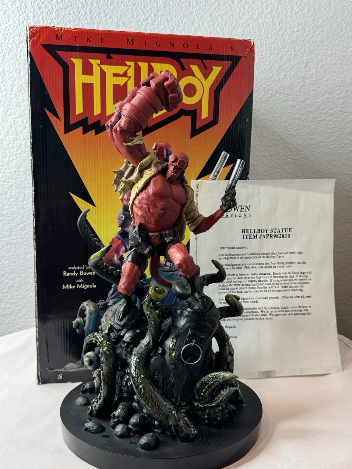 Rare Bowen Designs Hellboy Statue #662/1000 1998 Mignola w/Box Letter