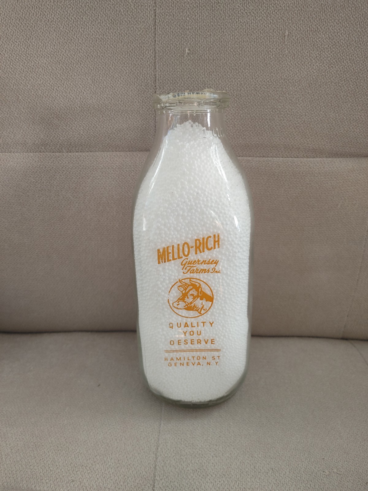 SSPQ Milk Bottle Mello-Rich Guernsey Farm Dairy Hamilton St Geneva NY ONTARIO CO