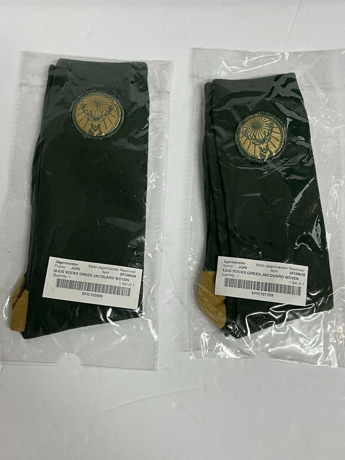 Jagermeister Socks Mens One Size Green Promotional Lot of 2 Stretch BRAND NEW
