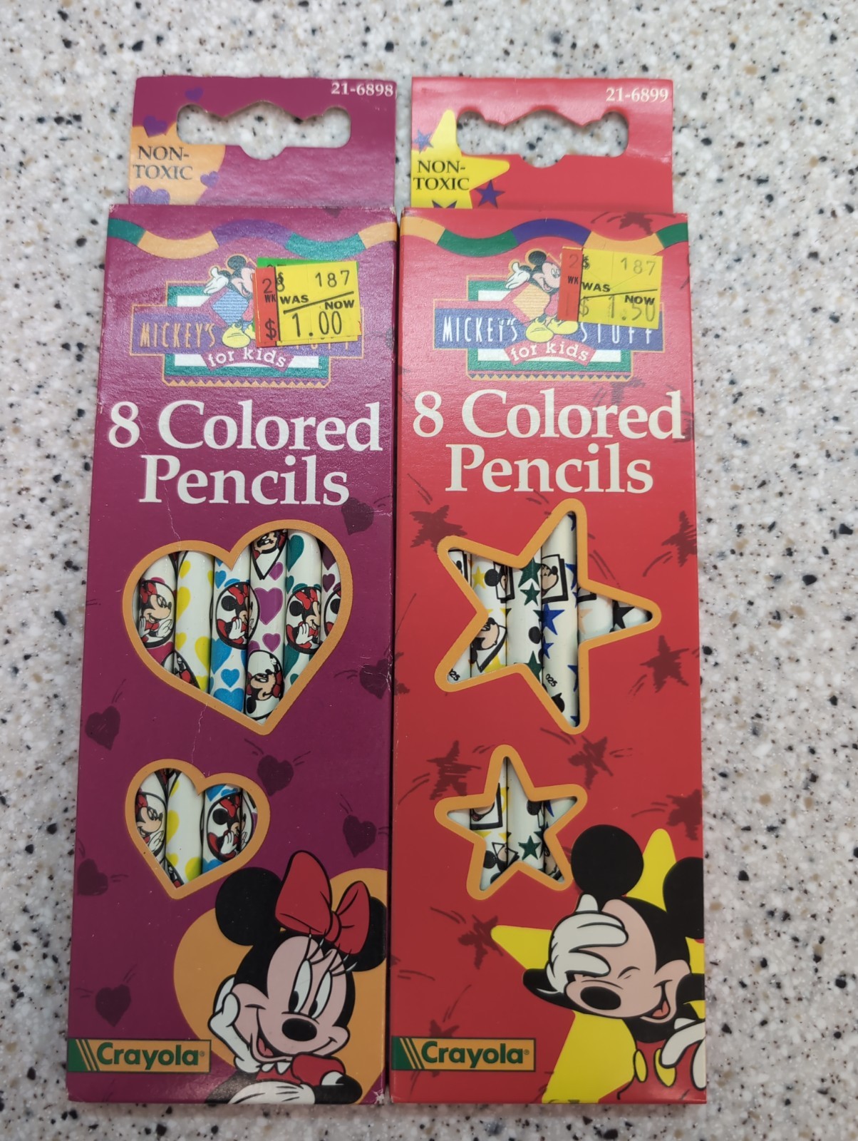 2 Pks Vtg 1995 Crayola Mickey’s Stuff Colored Pencils Mickey Minnie Mouse Disney