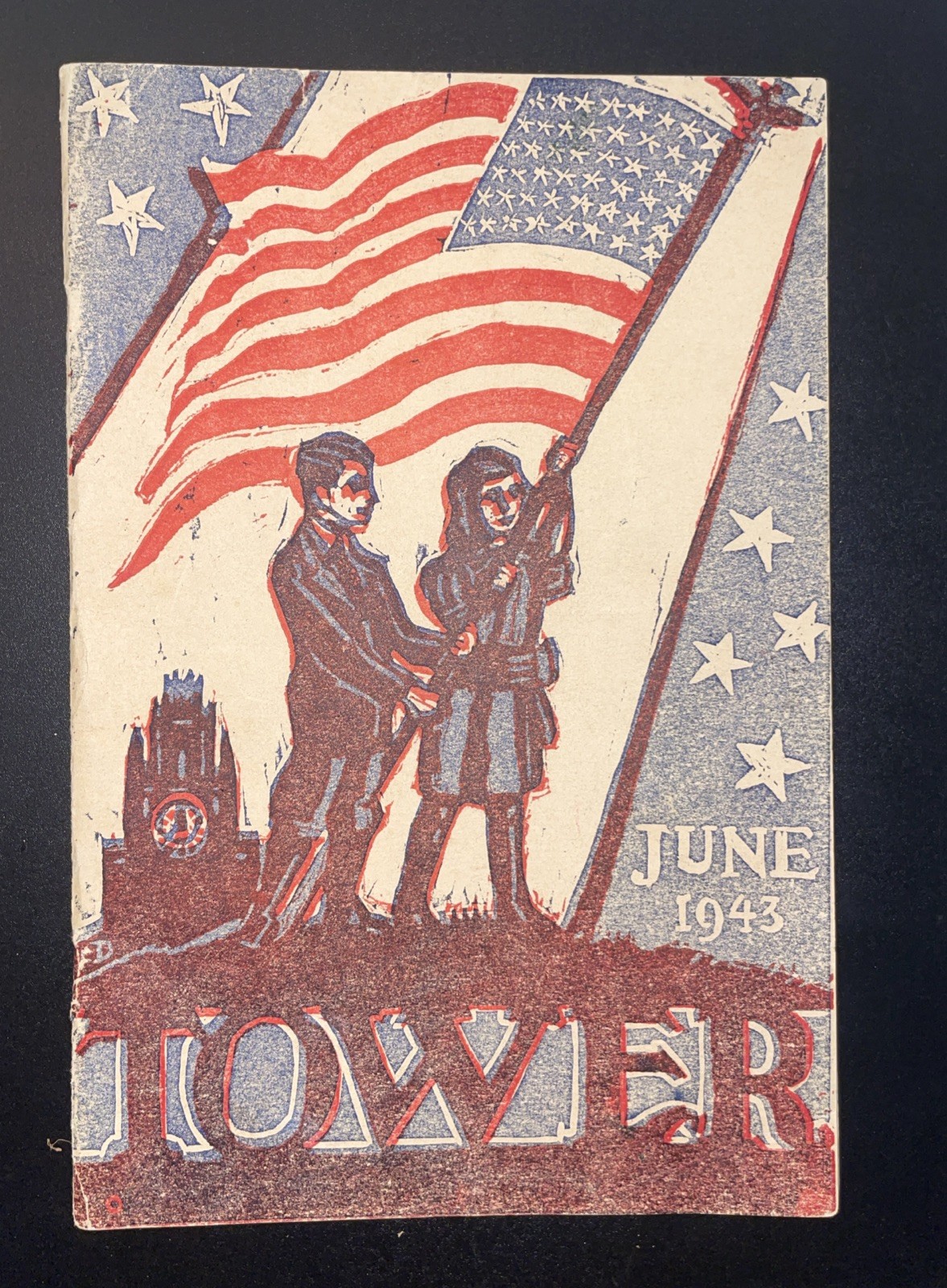 Vintage Original 1943 TOWER Yearbook, New Haven Connecticut WWll