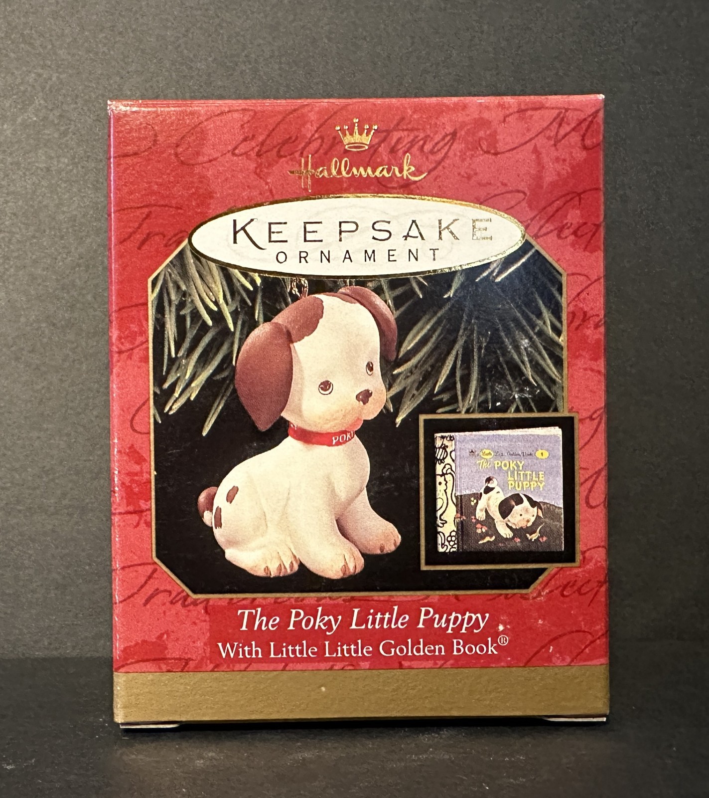 1999 Hallmark Poky Little Puppy With Little Golden Book Keepsake Ornament