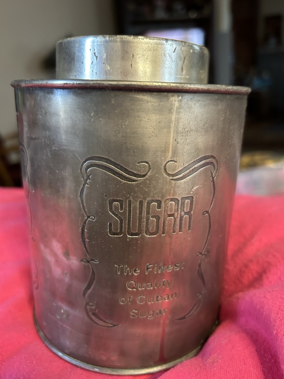 Vintage Cuban Sugar Can With Lid Sugar Canister “Finest Quality Cuban Sugar”