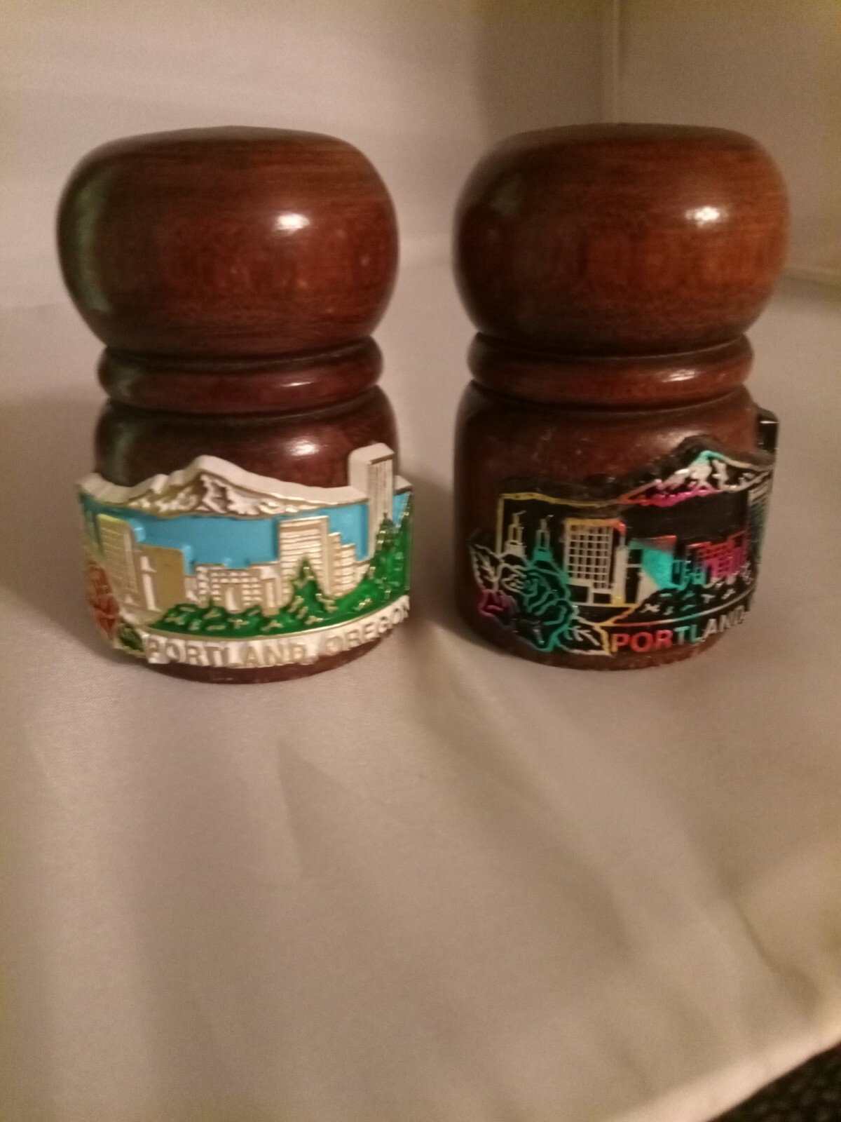 Portland Oregon Souvenir Wood Salt & Pepper Shaker Set