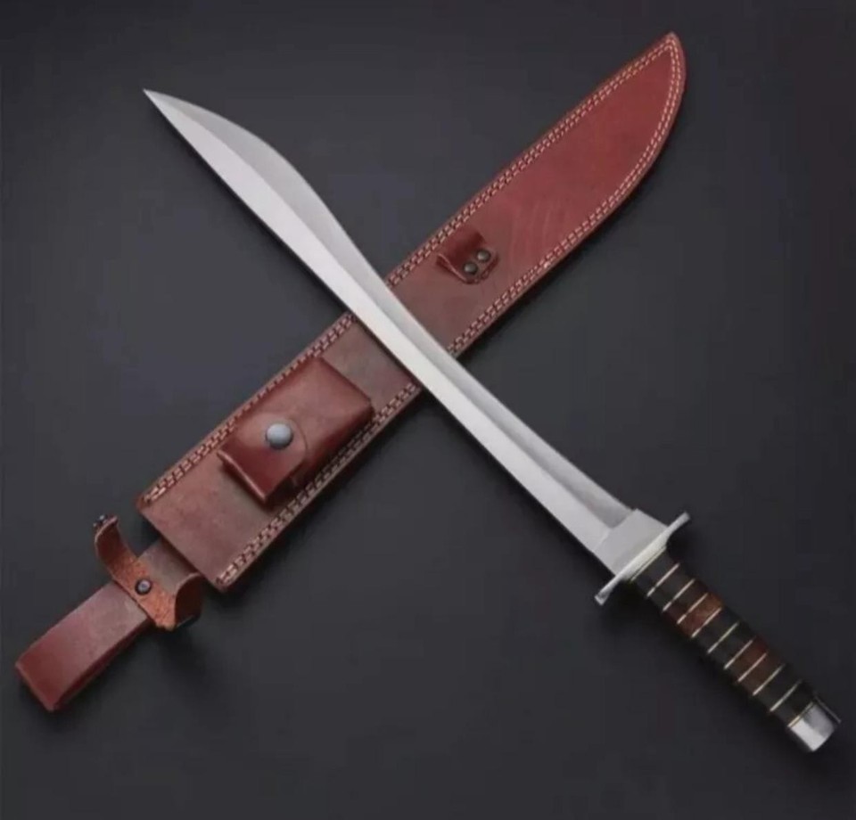 CUSTOM HANDMADE D2 TOOL STEEL HUNTING MACHETE SWORD CAMPING SWORD