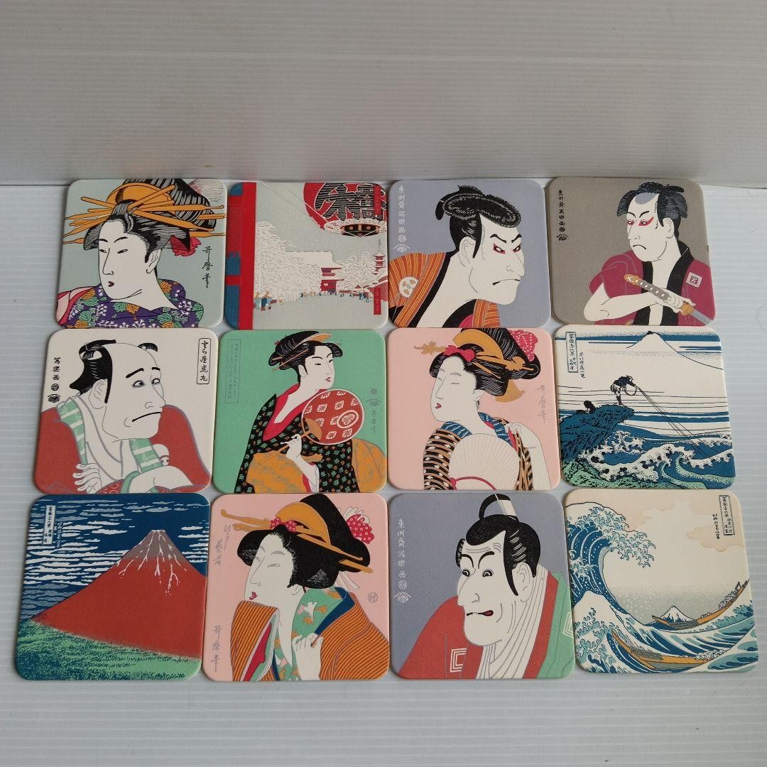 Coaster Ukiyo-e  Setof 12 Japanese Art Katsushika Hokusai Utagawa Hiroshige new