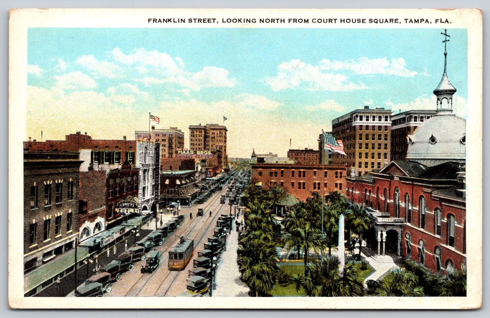 Franklin Street Court House Square Tampa Florida Postcard Florida News Co. PC369